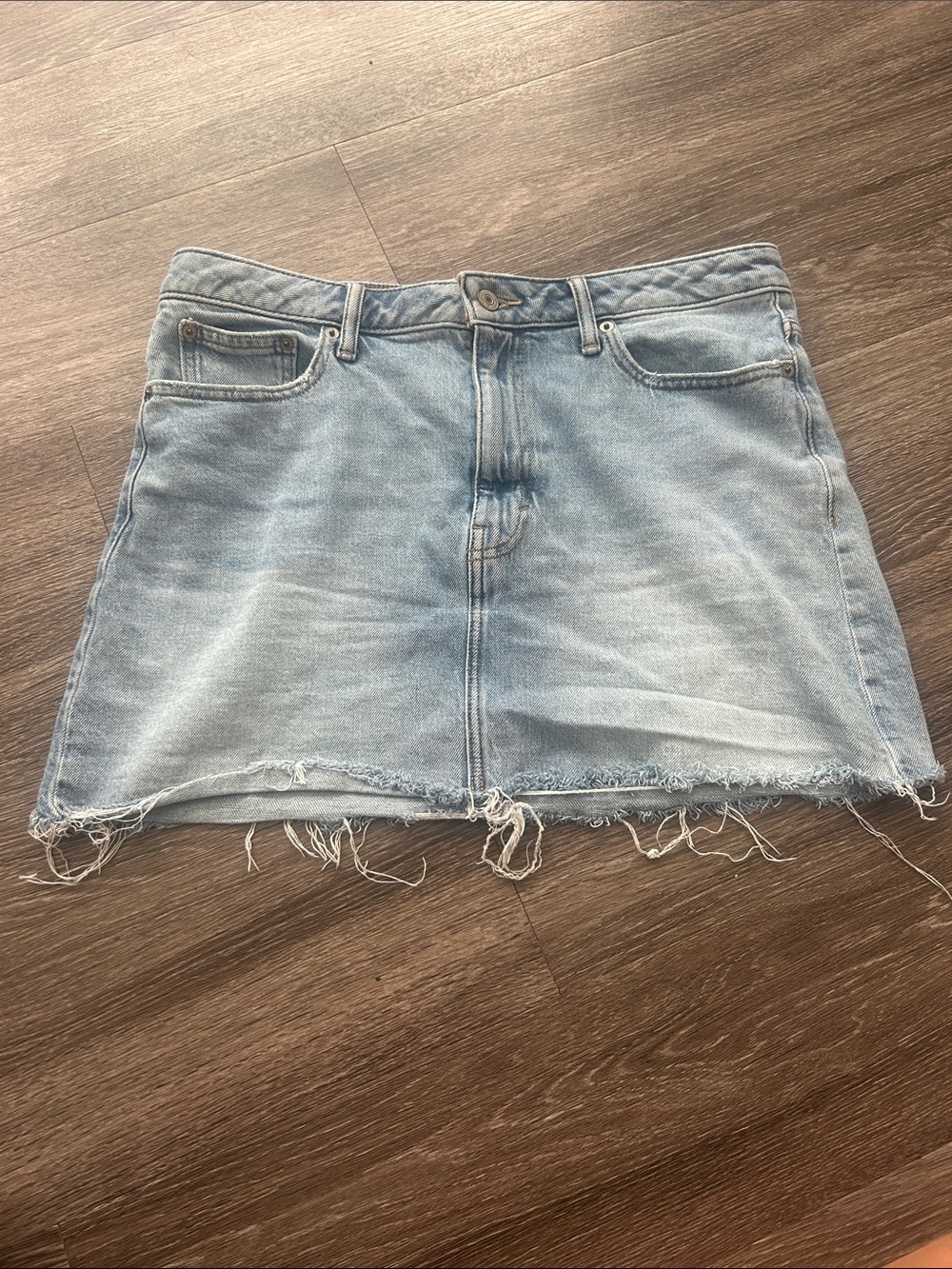 Lucky Brand Light Blue Distressed Denim Mini Skirt